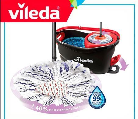 Швабра Комплект 3в1+ведро с отжимом Vileda Turbo Smart улучшенная насадка набор для уборки