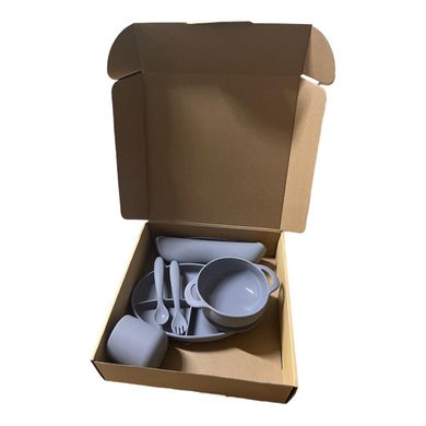 Набор силиконовой посуды для прикорма детей, 6 предметов, Grey