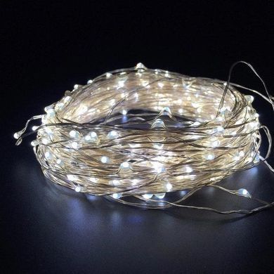 Гирлянда роса usb 20 метров 200 led ip65 холодный белый