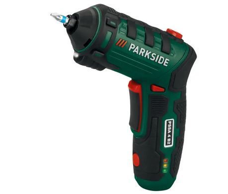Акумуляторна викрутка Parkside PSSA 4 B2, 4 В / 2 А&middot;год, 26 насадок, USB-C зарядка, ключ