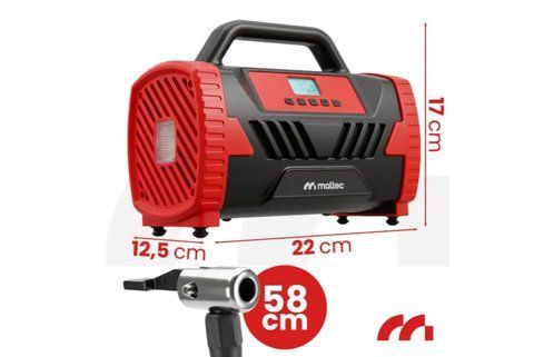 Автокомпрессор MalTec TurboAir200 12V 230V 10 бар 35 л мин с цифровым дисплеем фонарем и насадками 114805