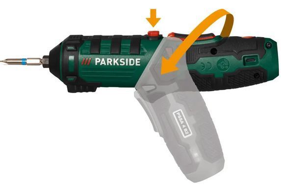 Акумуляторна викрутка Parkside PSSA 4 B2, 4 В / 2 А&middot;год, 26 насадок, USB-C зарядка, ключ