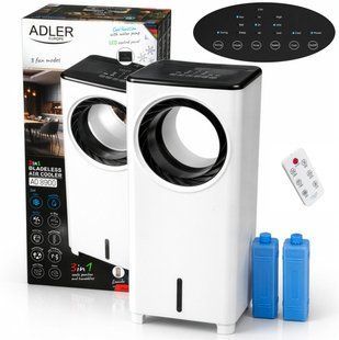 Климатизатор охладитель воздуха Adler AD 8900, безлопастной 3в1, 80 Вт, 4 л, пульт, LED дисплей, белый