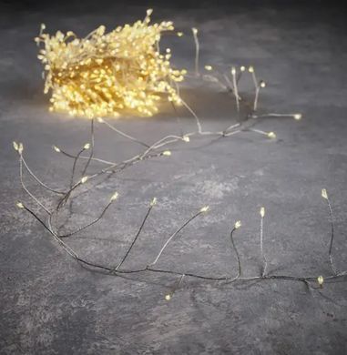 Светодиодная проволочная Гирлянда Капелька росы Ёжик 2.5м 50 Led Батарейки Warm White