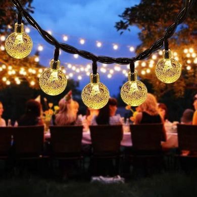 Уличная светодиодная гирлянда 12 метров 100 LED на солнечной батарее "Хрустальные шары"