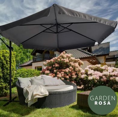 Садовый зонтик Garden Rosa с ручкой 300см Графит + Чехол в подарок