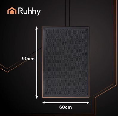 Придверный коврик Ruhhy 26185 (90x60 см), грязезащитный мат с 3D-сеткой черный, антискользящий входной коврик из материала TPE