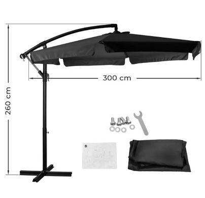 Садовый зонтик Garden Rosa с ручкой 300см Графит + Чехол в подарок