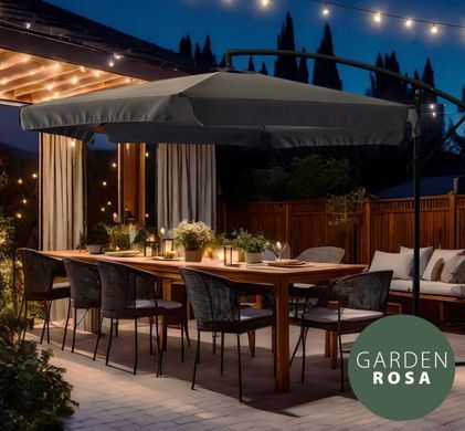 Садовый зонтик Garden Rosa с ручкой 300см Графит + Чехол в подарок