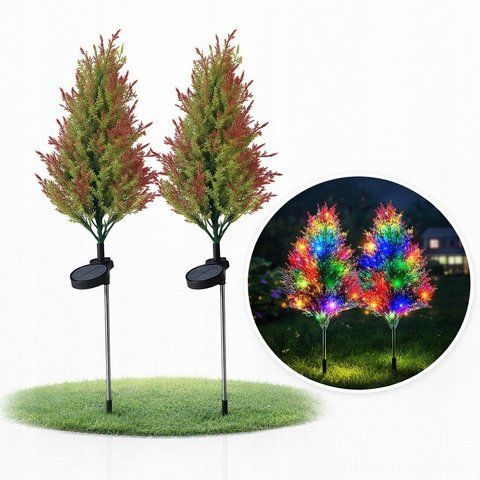 Садовый светильник SunLamp на солнечной батарее &ndash; кипарис елка LED RGB цветная, 2 шт.
