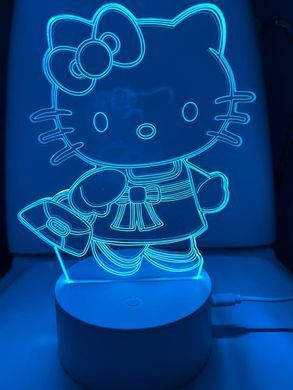 Светильник ночник 3D Hello Kitty 220в, RGB 16 цветов, цв, USB