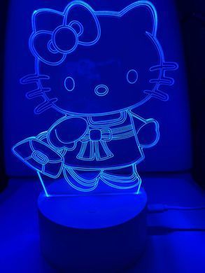 Светильник ночник 3D Hello Kitty 220в, RGB 16 цветов, цв, USB