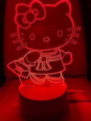 Светильник ночник 3D Hello Kitty 220в, RGB 16 цветов, цв, USB