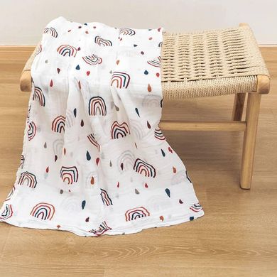 Набор муслиновых детских пеленальных одеял, комплект из 2шт., размер 100х120 см, rainbow