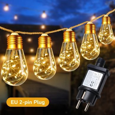 Вуличний та домашній LED світильник Sunlamp 8 м + 2 м, 20 ламп по 10 LED, 220V, IP65, тепле світло, 8 режимами