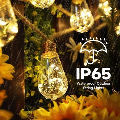 Вуличний та домашній LED світильник Sunlamp 8 м + 2 м, 20 ламп по 10 LED, 220V, IP65, тепле світло, 8 режимами