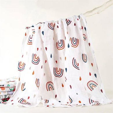 Набор муслиновых детских пеленальных одеял, комплект из 2шт., размер 100х120 см, rainbow