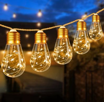 Уличный и домашний LED светильник Sunlamp 8 м + 2 м, 20 ламп по 10 LED, 220V, IP65, теплый свет, 8 режимами