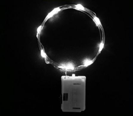 Світлодіодна гірлянда на срібному дроті 2M 20 LED біле світло, три режими, набір 10шт, батарейкі в комплекті