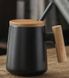 Кружка керамическая olDBro с деревянной ручкой, крышкой и ложкой 480 мл black