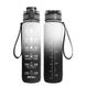 Мотиваційна пляшка для води 1л з часом, без BPA, Tritan фітнес, спорт, прогулянка black white