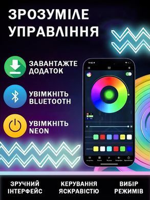 Розумна гнучка неонова світлодіодна стрічка Neon LED RGB-IC з Bluetooth USB і синхронізацією музики 5 метрів Водостійкий смарт гнучкий