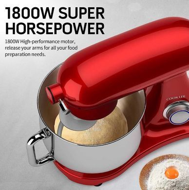 Планетарний міксер тістоміс 1800Вт чаша 8л COOKDEYI SM 1522NM red