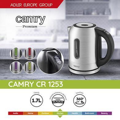 Електрочайник Camry CR 1253 з контролем температури та зміна кольору 1,7 літр