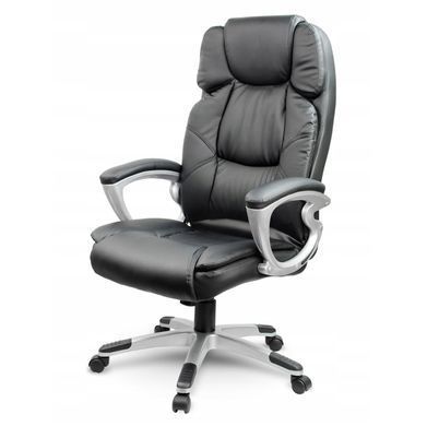 Офисное кресло для руководителя Office Spark Black с подголовником и регулировкой высоты (до 120 кг)