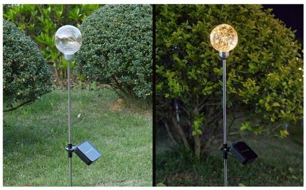 Садові ліхтарі на сонячних батареях врізні 20LED куль 2шт у комплекті для терас заднього двору SunLamp