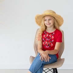 Вышиванка-футболка Moderika Цветочная красная с вышивкой