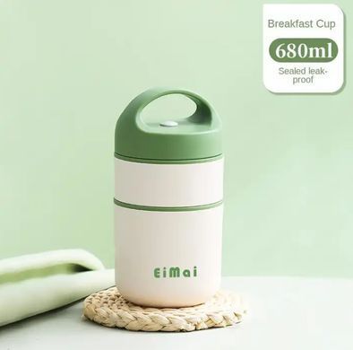 Термос для еды - ланчбокс EiMai 0,68л пищевой термос с контейнером white-green