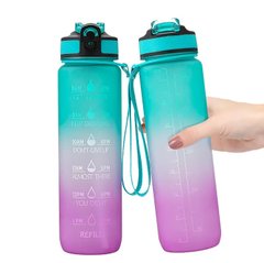 Мотиваційна пляшка для води 1л з часом, без BPA, Tritan фітнес, спорт, прогулянка gwr