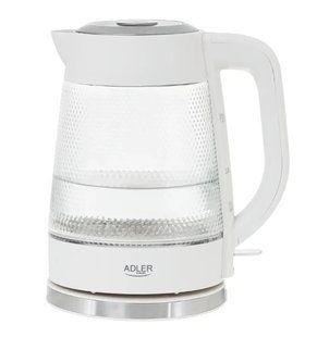 Электрочайник стеклянный Adler AD 1306, 1.8 л, LED подсветка, 2200 Вт, скрытый нагревательный элемент, автоотключение