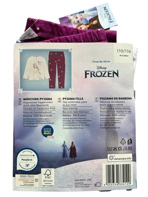 Бавовняна піжама для дівчинки з принтом Frozen розмір 110/116