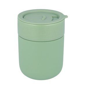 Кофейные чашки 295мл с крышками Cute Travel Mugs с защитным силиконовым чехлом Olive