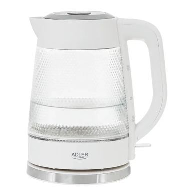 Электрочайник стеклянный Adler AD 1306, 1.8 л, LED подсветка, 2200 Вт, скрытый нагревательный элемент, автоотключение
