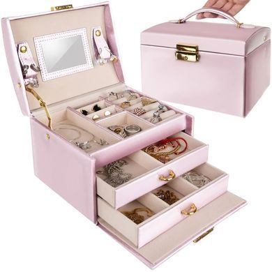 Шкатулка футляр скринька для коштовностей прикрас рожева Beautylushh 6400