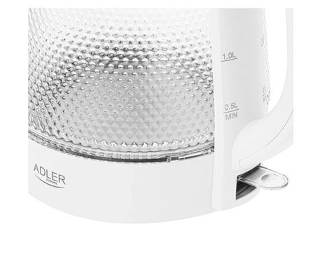 Электрочайник стеклянный Adler AD 1306, 1.8 л, LED подсветка, 2200 Вт, скрытый нагревательный элемент, автоотключение