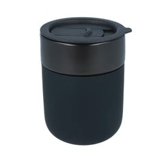 Кавові чашки 295мл з кришками Cute Travel Mugs з захисним силіконовим чохлом Black