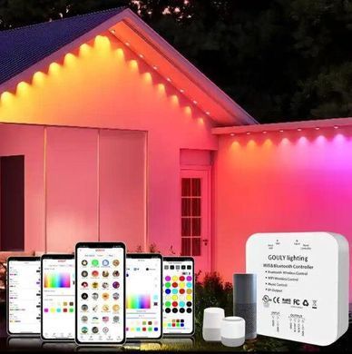 Розумний Smart rgbic світильник для фасадів будинків, довжина 30метрів, 72 led лампи Розумний розумний