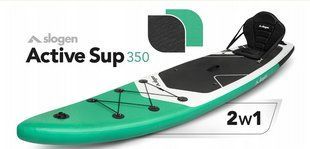 Надувна дошка SUP борд Slogen Active 350 см, до 150 кг, 12 в 1, для сапсерфінгу, моря, річки та озера, з сидінням для каяка, веслом 2 в 1, насосом, рюкзаком та аксесуарами, бірюзова