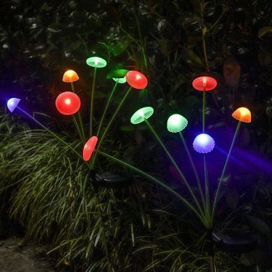 Садовий світильник SunLamp на сонячній батареї &mdash; кольорові грибочки LED, 2 шт., датчик присмерку