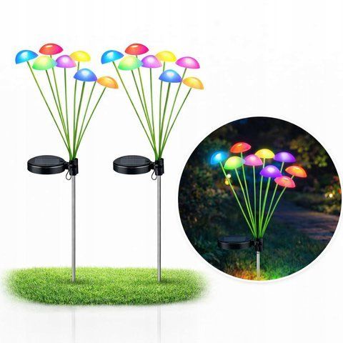 Садовый светильник SunLamp на солнечной батарее &ndash; цветные грибочки LED, 2 шт., датчик сумерек