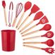 Силіконовий кухонний набір приладдя Kitchen & Dining 12 предметів (дерево+силікон) червоний