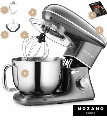 Професійний Тістоміс Mozano Kitchen Machine 2300 Вт чаша 6,2л Silver КУЛІНАРНА КНИГА В ПОДАРОК