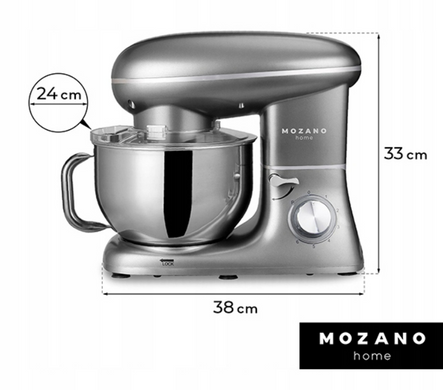 Профессиональный тестомес Mozano Kitchen Machine 2300 Вт чаша 6.2л Silver