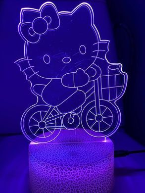 Светильник ночник 3D Hello kity, RGB 16 цветов, USB