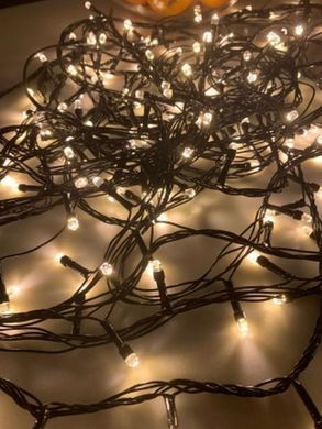 Світлодіодна гірлянда нитка вулична Led Cob 10 м 100led батарейки Warm White