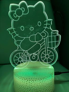 Светильник ночник 3D Hello kity, RGB 16 цветов, USB